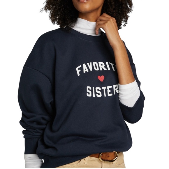 Favorite Daughter Sister Navy Blue Heart Crew Neck Pullover Sweatshirt Extra XL - Picture 14 of 15